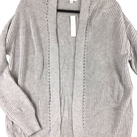 Abound Womens Size XS LightGray Long Stitch Open Front Cardigan Sweater - Picture 6 of 8